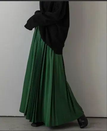 라지엠 그린 플리츠 스커트 A라인 귀여운