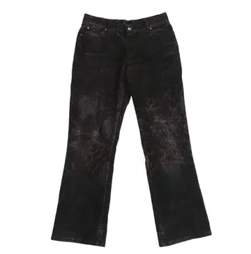 Y2K, 00s 시맨틱 디자인 플로키 표범 무늬 기모 플레어 팬츠