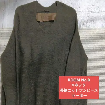 W1207 ROOM No.8 색상 V넥 긴팔 니트 원피스 스웨터