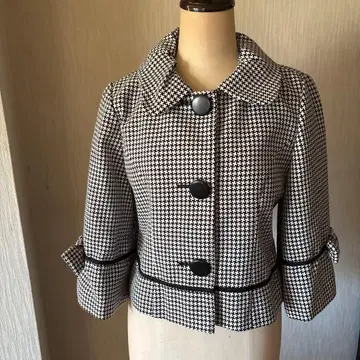 GALFIT 하운드투스 체크 공자 디자인 하프 볼레로 자켓