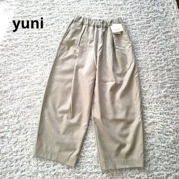 미사용 yuni 유니 울 밴딩 턱 팬츠 일본제 프리 베이지
