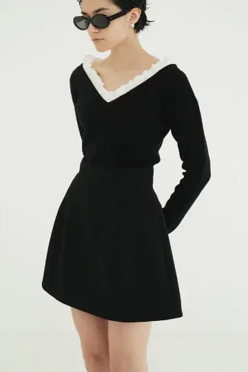 CLANE FRILL V NECK KNIT TOPS