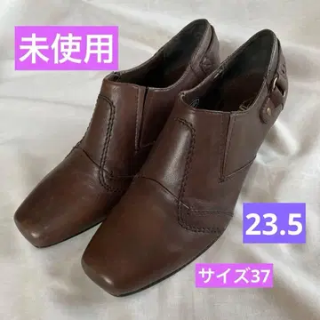 미사용 브라운 가죽 가죽 신발 사이즈 37 23.5cm 여성용 부티