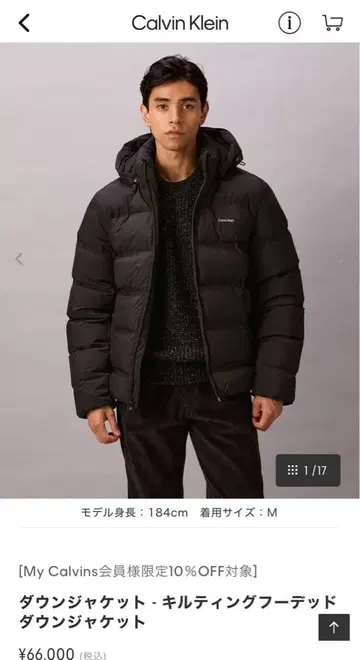 캘빈 클라인 블랙 다운 자켓