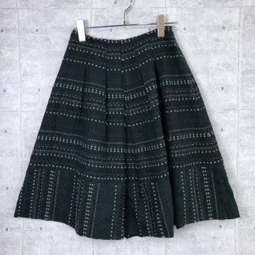 Sybilla 구제 의류 자수 보더 빅 플리츠 플레어 스커트 일본제