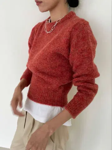 didot.showroom 믹스 컬러 라운드 니트 오렌지