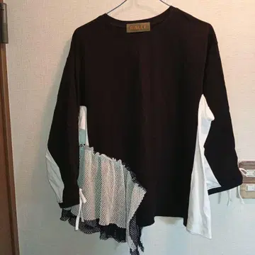 RISLEY 메쉬 프릴 긴팔 T셔츠