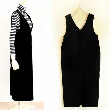 HAND-MADE 코듀로이 오버롤 스커트 네이비