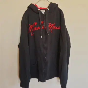 디즈니 미니 후드티 블랙 빨간색 [XXL]