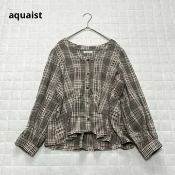 [ aquaist 시마무라 ] 셔츠 블라우스 V넥 체크 무늬 빅 L