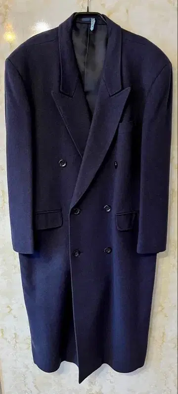 미사용급 LAVORD 캐시미어 100% 더블 브레스트 체스터 코트