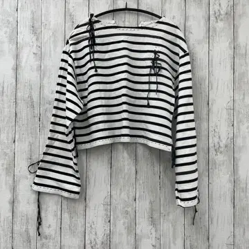 [ BEAMS COUTURE ] 보더 무늬 프리 사이즈 셔츠 리본