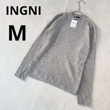 새상품 INGNI 잉그 비쥬 펄 비즈 긴팔 니트 그레이 M