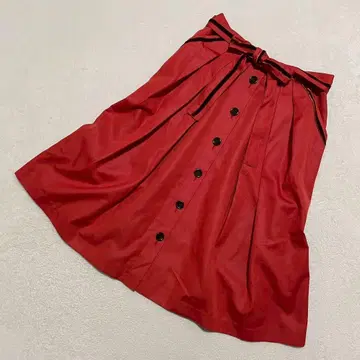 디플레이버 트렌치 스커트 프론트 버튼 턱 레트로 고급 36