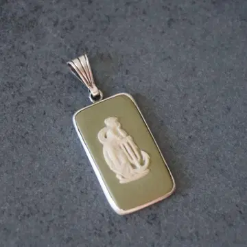 웨지우드 Silver 재스퍼 그린 펜던트 탑