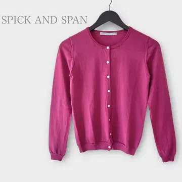 스픽 앤 스팬 크루넥 니트 가디건 울 100% 핑크 퍼플