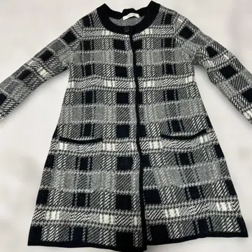 PH blue 페이퍼 블루 체크 무늬 니트 롱 가디건 코트 핑크하우스