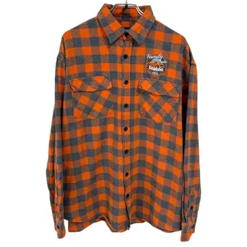 [ GIOBERTI ] 조벨티 / 플란넬 셔츠 / 오렌지 x 그레이