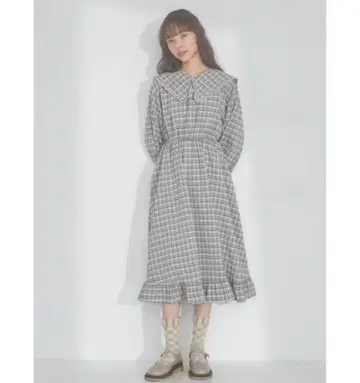 merry jenny 체크 프릴 칼라 원피스