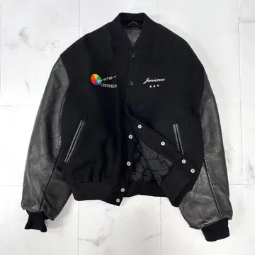 XXL 사이즈 GOLDEN BEAR 가죽 울 바시티 자켓 블랙