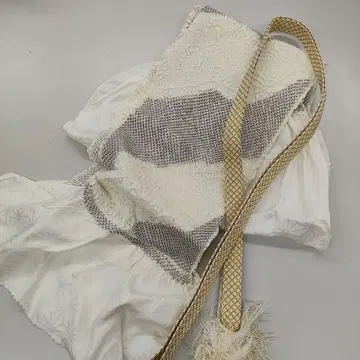 오비 장식 천 화이트와 연보라 허리띠 포함