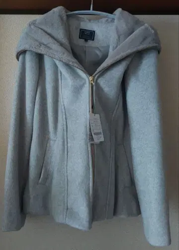 여성용 숏 코트 후드 부착