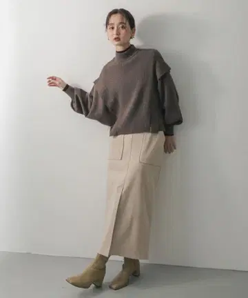 UNITED ARROWS 저지 멜톤 아웃 포켓 스커트