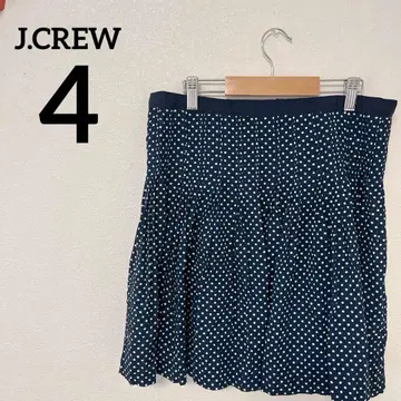 J.CREW [ 4 ] 네이비 도트 무늬 플리츠 스커트 무릎 기장 스커트