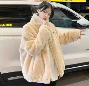 베이지 플리스 보아 자켓