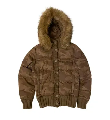 y2k 00's 다운 자켓 퍼 포함 카모 패턴