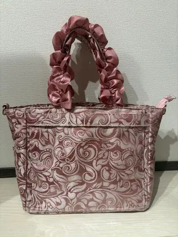 자카마트 이타백 페이즐리 핸들 프릴 토트백 핑크