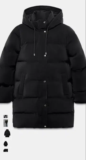 후드 부착 블랙 다운 자켓