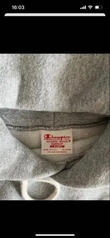 Champion 그레이 후드 부착 후드티 MEDIUM