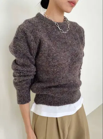 didot.showroom 믹스 컬러 라운드 니트 브라운