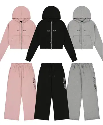 Muah Muah 후드 부착 맨투맨 셋업 블랙