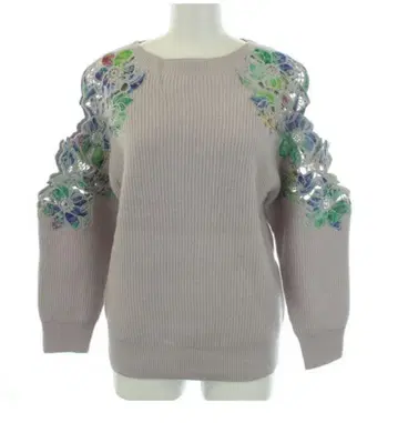 FRAY ID 자수 니트 라벤더