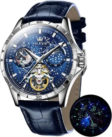 남성용 손목시계, 다기능, 발광, 자동, 기계식, 스타 리 디스크 고품질