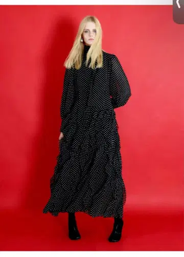 Amomma 아모마 최신 품절 도트 무늬 맥시 드레스