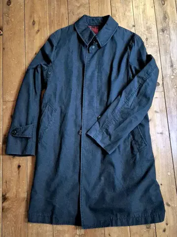 네이비 심플한 스텐칼라 코튼 코트