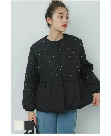 coca 펄 퀼팅 티어드 블루종 블랙 M