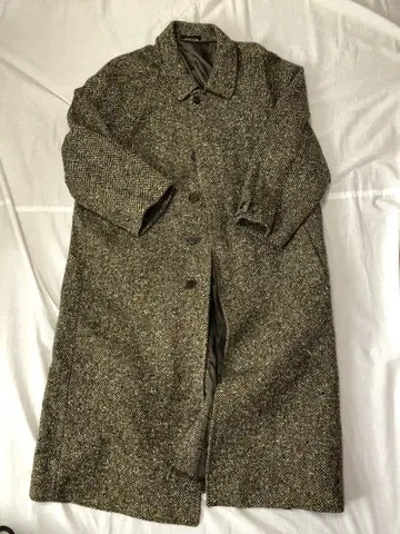 울 혼방 헤링본 롱 코트