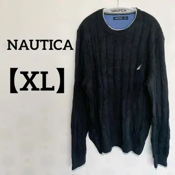 NAUTICA [ XL ] 노티카 네이비 컬러 케이블 니트 스웨터 네이비