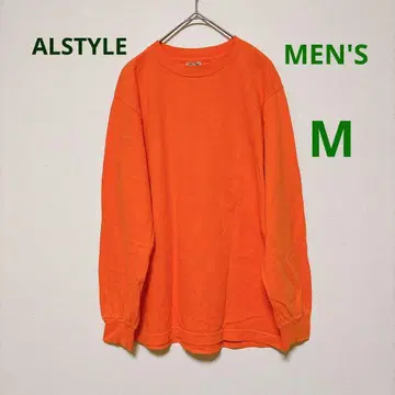 ALSTYLE 오렌지 긴팔 T셔츠 프린트 롱티 남성용 S M 상당