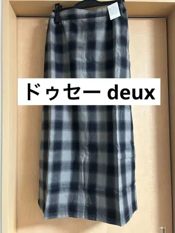 미사용  deuxC 피치 비에라 체크 롱 스커트 일본제