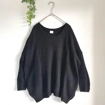 C.T.plage 포켓 부착 와이드 니트 울 100% 루즈핏