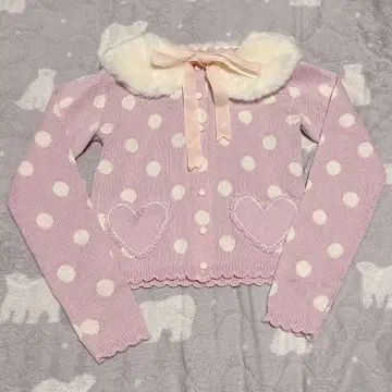 [ 초레어 ] angelic pretty 퍼 달린 니트 가디건 핑크