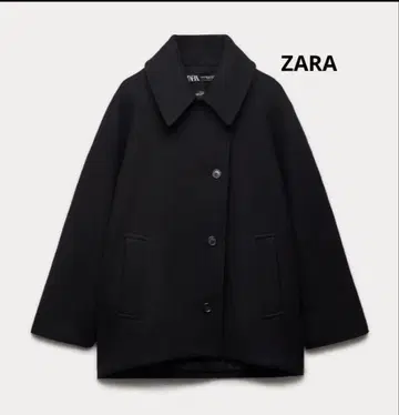 ZARA MANTECO 오버 사이즈 울 블렌드 숏코트 블랙
