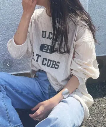 [ Bab ] 칼리지 로고 앞뒤 2WAY 티셔츠 케이블 니트 컨디션 최상