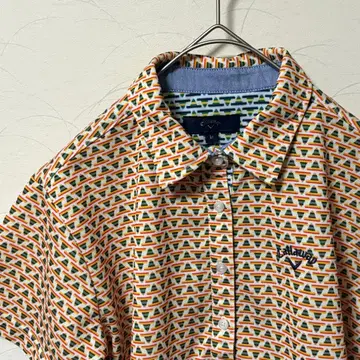 캘러웨이 골프 기하학 패턴 셔츠 반팔 피케 셔츠 여성용 M 사이즈