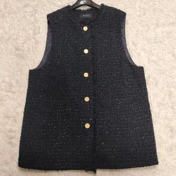새상품급 최근 모델 언타이틀 팬시 트위드 베스트 빅 사이즈 2XL 네이비